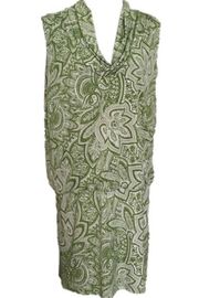 Michael Kors Draped Neck Dress Green paisley, XL