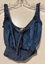 Easel denim crop top off the shoulder size S