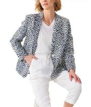 NWT Charlie Paige Blue Black Leopard Print Blazer Jacket Size Large