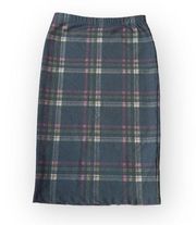 434-MAX STUDIO Navy and Purple Plaid Pencil Skirt