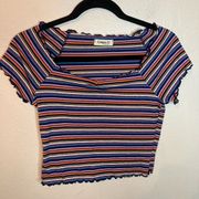 Ginger G Striped Cropped Baby Tee Size Small