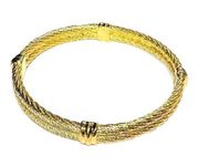 Christian Dior Vintage Twisted Double Cable Rope 18k Gold Plated Bangle Bracelet