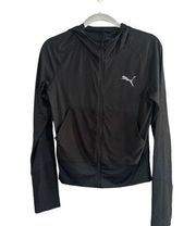 Puma Black Hooded Cropped Lightweight Casual Athletic Jacket Women Sz S