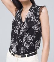 T Tahari  Women’s Black and White Floral Blouse Size Medium. NWOT