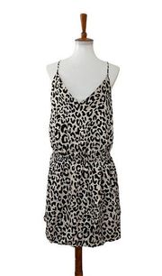 Milly Womens Ciera Silk Leopard Tank Dress Tan Black Size 8 FLAW