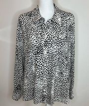 Foxcroft Shaped Fit Blouse Animal Print White Black Size 18W