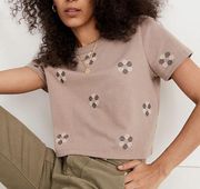 Madewell Hexagon Embroidered Organic Cotton Supercrop Tee