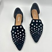 Bar III Cansia Two Piece Flat studded shoes Size 7 pointed toe Black