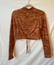 Orange Patterned Top Long Sleeve