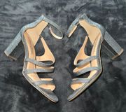 American Glamour  Silver Sparkle Strappy Heels