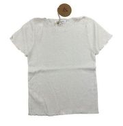 Honey Punch - Ribbed Pointelle Knit Short Sleeve Top in Ivory