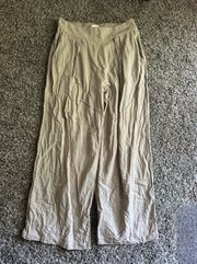 Sand Linen Wide Leg Elastic Waist Pants Size Medium Short