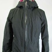 REI Black Athletic Nylon W/ Purple Lined Hooded Ski Jacket Parker Womens Size XS