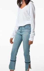 J BRAND Ruby Patriot Cigarette High rise Distressed Slim Crop Jeans 25