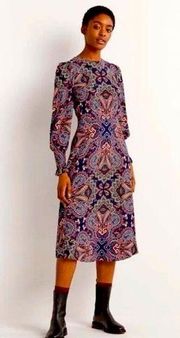 Boden Womens blue paisley patterned midi dress