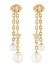Christian Dior CD Navy Earring with White Resin Pearl