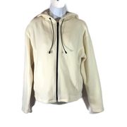 Q & A Womens Lightweight Athletic Hooded Jacket Full Zip Cream Size Small