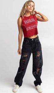 Tilly’s Red Cropped Harvard Muscle Tank