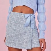 Sugar thrillz  tweed blue bow clueless mini skirt skort