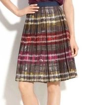 Trina Turk Tidepool Timber Frame Plaid Silk Skirt Size 4 Multicolor Lined