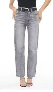 New PISTOLA Cassie Super High Rise Straight Leg Button Fly Gray Jean Size 32