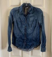 LC Lauren Conrad Chambray Button Up Shirt size XS