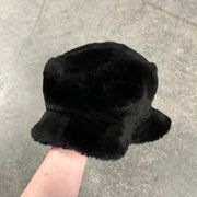 Old Navy Black Faux Fur Chunky Bucket Hat