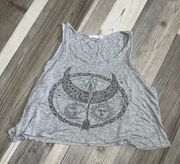 Gray Sun And Moon Crop Tank Top 