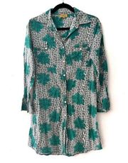 Roberta Roller Rabbit Green Printed Shirt Dress Cotton Swim Coverup XS