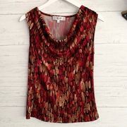 💕3 for $20 Drape Neck Red and Tan Tank Blouse