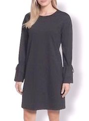 Halogen Dress With Beautiful Statement Long Sleeves in Dark Charcoal Gray