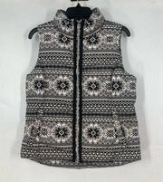 LANDS’ End winter pattern puffer down filled zip vest size small 6-8