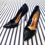 Ted Baker London Black Leather Pumps With Rose Gold Accents