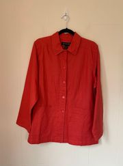 Sun  NEW linen blend button up shirt jacket salmon colored women’s size L