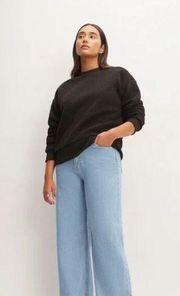 New Everlane Black ReNew Fleece Oversized Crewneck Sweatshirt Small