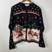 Studio Works Vintage Ugly Christmas Sweater Size Medium Petite