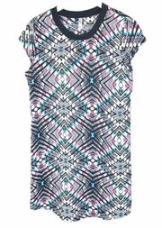 Xhilaration Colorful Kaleidoscope Abstract Print Cap Sleeve Shift Dress Medium