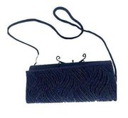 LuLu Townsend vintage special occasion navy blue beaded clutch/handbag purse | c