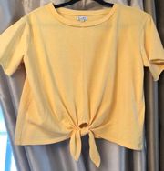 Yellow Cropped Tied T-shirt 