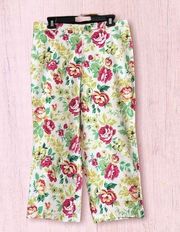 Willi Smith Floral Front Zip Cropped Stretch Pants-Size 12P