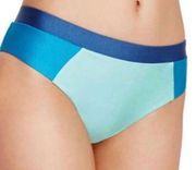 MINKPINK Sea Splice Colorblock Cheeky Hipster Shimmer Bikini Bottoms Blue Medium