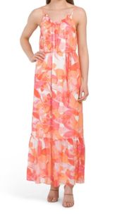 NWT  New York Floral Chiffon Tiered Maxi Dress