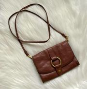 FRYE Ring Crossbody Purse Handbag Brown Leather