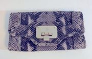 Cole Haan Snakeskin Silver Grey Leather Wristlet Clutch