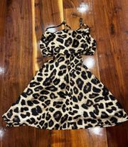 Cut Out Cheetah Print Dress