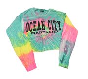 Ocean City  Tie Dye Cropped Long Sleeve