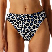 Michael Kors Oasis Crew Blue Leopard High Waist Bikini Bottoms Size Small