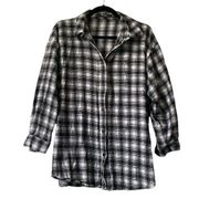 Missguided Black Plaid Checkered Long Sleeve Collared Button Down Blouse size 10