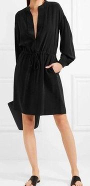 Vince Shirred Sleeve Silk Dress