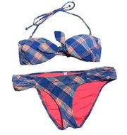 Victoria's Secret Bikini Bombell Two Piece Swim Plaid Gingham Blue Size XS